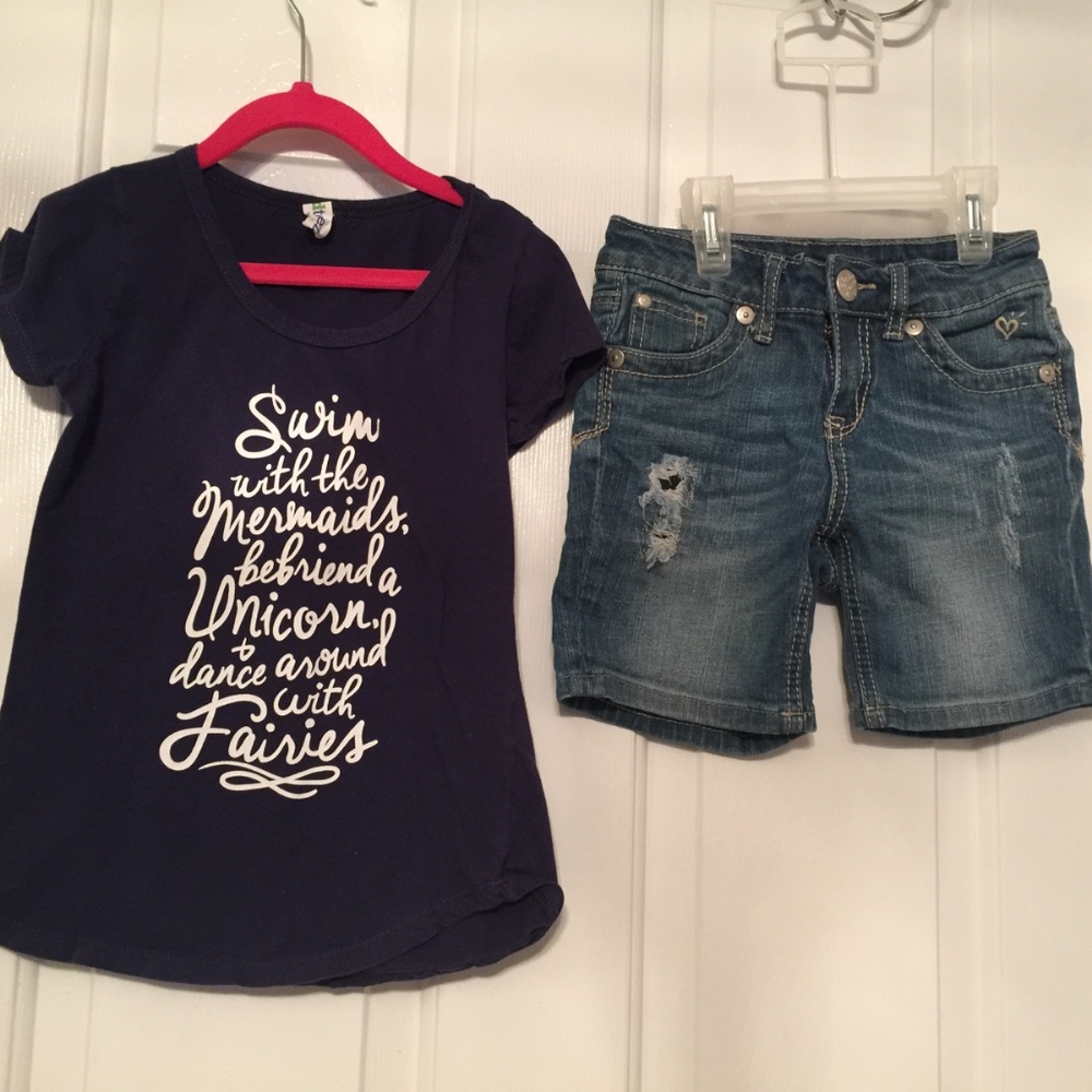 Little girl Size 7-8 Justice short & tshirt outfit